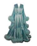 Turquoise Feather Robe for Boudoir or Bridal