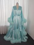Turquoise Feather Robe for Boudoir or Bridal