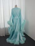 Turquoise Feather Robe for Boudoir or Bridal