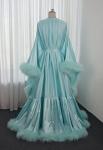 Turquoise Feather Robe for Boudoir or Bridal