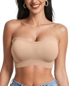 Wireless Strapless Push-Up Bandeau Bra for Women