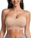 Wireless Strapless Push-Up Bandeau Bra for Women