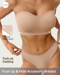 Wireless Strapless Push-Up Bandeau Bra for Women