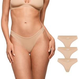 INLYRIC Women's Breathable No-Show Thong 3 Pack