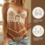 HELLOLAGIRL Women Sexy Lingerie Set with Matching Bra and Panty 2 Piece Lace Teddy Babydoll White