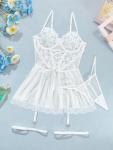 Lilosy Lace Garter Belt Babydoll Dress Set