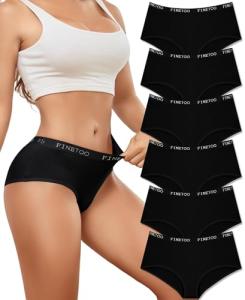 FINETOO Women’s Cotton Hipster Cheeky Panties 6-Pack