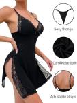 Floral Lace Split Side Slip Dress Set