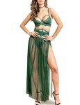 LOVE YOU SEXY Women Lace Lingerie Set,Lace Bra and Girdle with Long Sheer Mesh Dress Nightgown with G-String 4 Piece Lingerie Set Emerald 36D