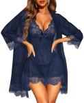 Navy Blue 3 Piece Sexy Lingerie Set