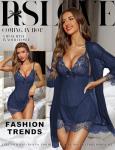 Navy Blue 3 Piece Sexy Lingerie Set