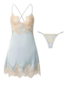 Lilosy Silk Lace Backless Babydoll Lingerie Set