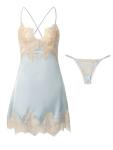Lilosy Silk Lace Backless Babydoll Lingerie Set