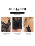 Oh la la Cheri Women's Soft Cup Ruffle Bottom Babydoll lace Lingerie Set, Black, Small