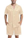 Champagne Stripe Satin Pajamas Set for Men