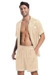 Champagne Stripe Satin Pajamas Set for Men