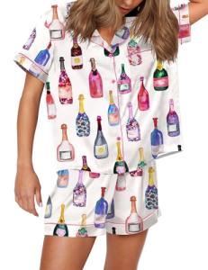 Pink Satin Silk Shorts Pajama Set for Women