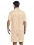 Champagne Stripe Satin Pajamas Set for Men