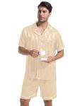 Champagne Stripe Satin Pajamas Set for Men
