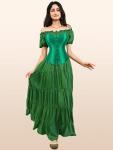 Green Satin Women's Bustier Corset Lingerie Set