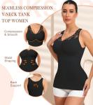 Lace Shapewear Cami with Built-In Bra - Black