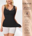 Lace Shapewear Cami with Built-In Bra - Black