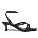 Black Strappy Kitten Heels with Ankle Strap