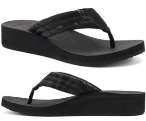 Black Wedge Flip Flops with Arch Support Size 8