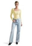Butter Yellow Long Sleeve Sexy Bodysuit Top