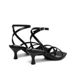 Black Strappy Kitten Heels with Ankle Strap