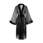 Sparkly Tulle Robe with Feather Trim for Women