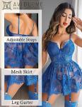 Avidlove Plus Size Lace Babydoll Sleepwear - Blue