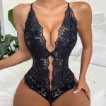 Floral Lace Criss-Cross Backless Teddy Babydoll