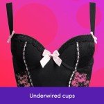 Lovehoney Womens Lingerie Black Seduce Me Lace Push Up Chemise Set - With Underwired Cups, G String & Suspenders - Plus Size: 22-24