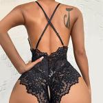 Floral Lace Criss-Cross Backless Teddy Babydoll