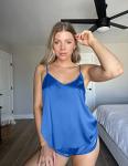 Ekouaer Royal Blue Satin Cami and Shorts Set