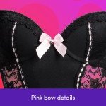 Lovehoney Womens Lingerie Black Seduce Me Lace Push Up Chemise Set - With Underwired Cups, G String & Suspenders - Plus Size: 22-24