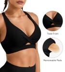 Twist Front Push Up Sports Bra - Black, L