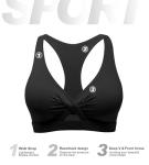 Twist Front Push Up Sports Bra - Black, L