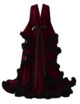 Burgundy Satin Feather Robe for Women