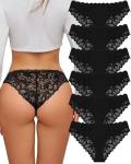 RosyCoral Lace Cheeky Cotton Bikini Panties 6 Pack