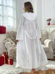 Sheer Mesh Hooded Lace Trim Lingerie Robe