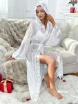 Sheer Mesh Hooded Lace Trim Lingerie Robe