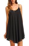 Chamllymers Black Chiffon Sleeveless Nightgown