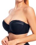 Dvpol Black Strapless Push-Up Bra 34DD/34E