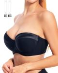 Dvpol Black Strapless Push-Up Bra 34DD/34E