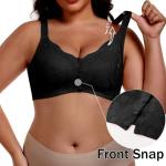 Daisy Front Snap Wireless Lace Bra, Plus Size
