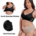 Daisy Front Snap Wireless Lace Bra, Plus Size