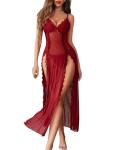 Avidlove Lace Babydoll Chemise Nightdress in Wine Red