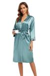 Teal Satin Robe and Camisole Set